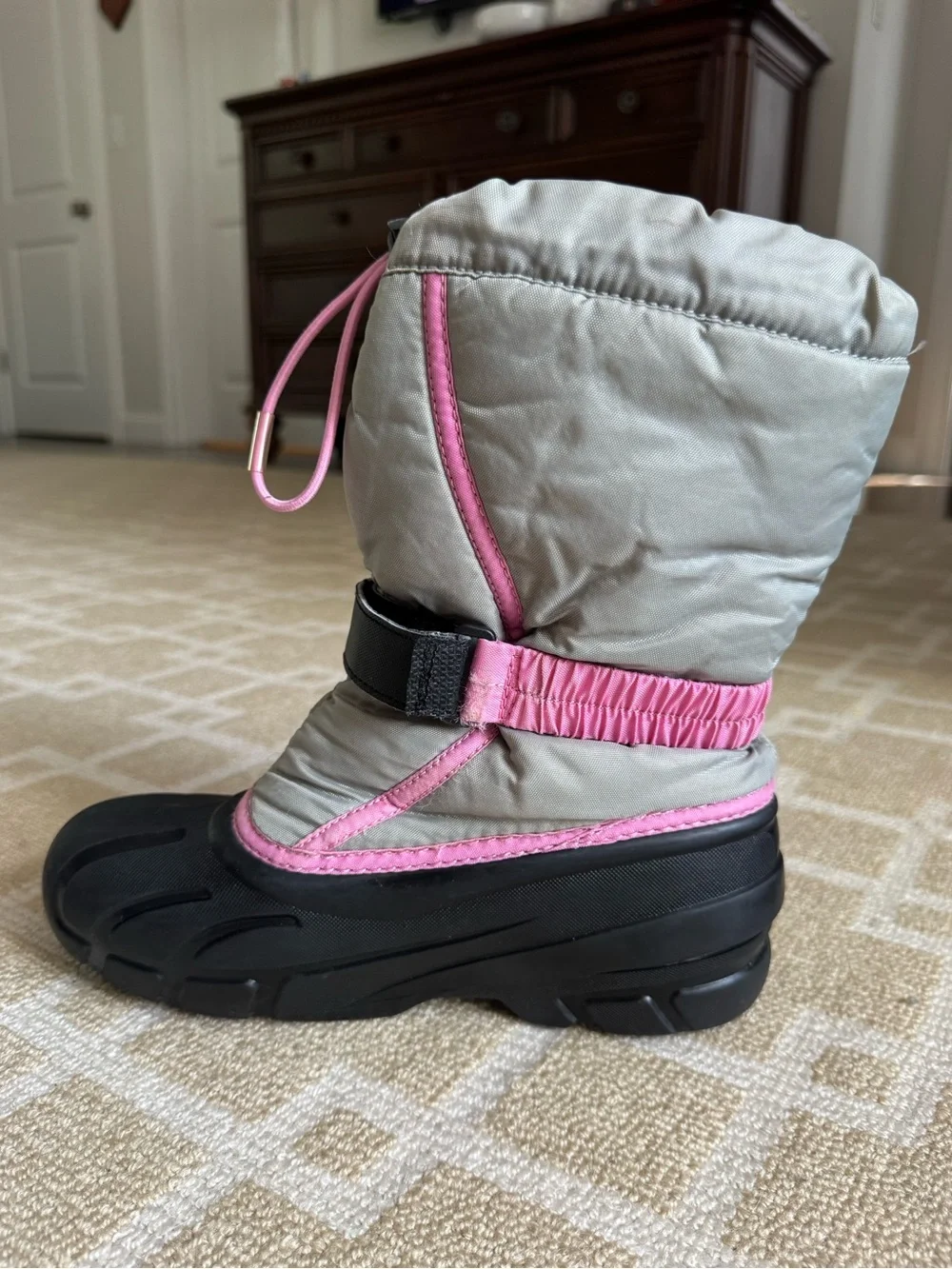 Sorel Kids Waterproof Winter Snow Boots Gray Black Pink Girls Size 5
